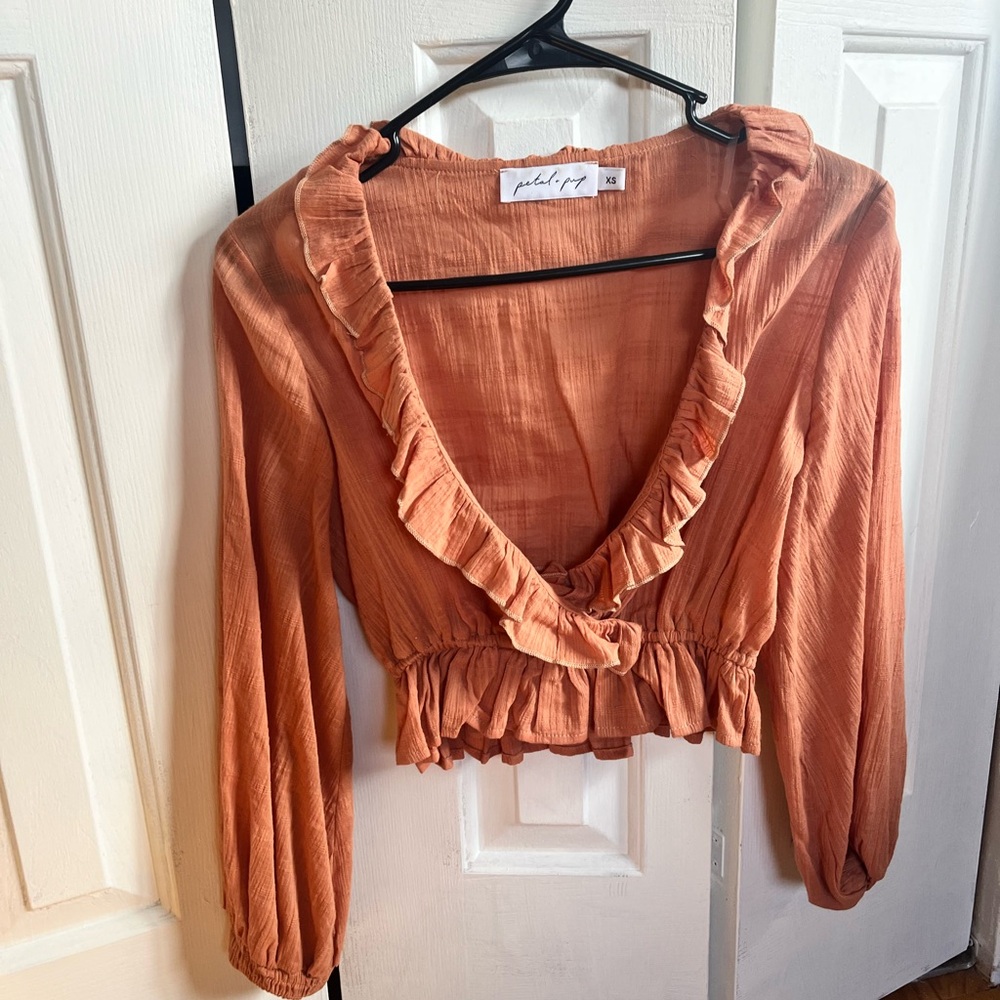 Orange Petal & Pup 100% cotton crop top